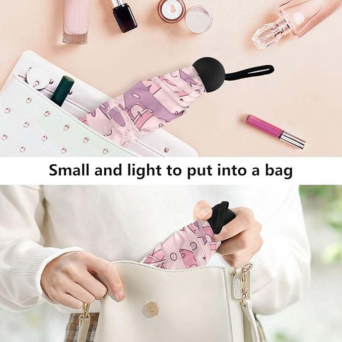 Cowboy Boots Pattern Umbrellas for Rain Windproof Small Folding Compact Mini Travel Umbrella for Purse Lightweight Portable Pocket for Women