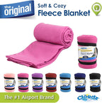 Cloudz Cozy Fleece Airplane Travel Blanket for Your Flight, Car, Camping, Home or Comforting Warmth Anywhere! - Fuchsia