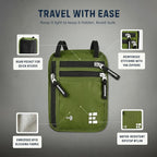 Neck Wallet for Travel & Passport Holder with RFID Blocking - Slim & Easy to Conceal Nylon Travel Pouch for men & women - Holds Phone, Cash, Cards, Keys - Sweat & Water Resistant - Large - Green
