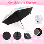 Kids Folding Umbrella Auto Open/Close Umbrellas for Rain Round Corner Safe Design UV Resistant Automatic Children Travel Umbrellas Reinforced Canopy 360° Reflective Strip Lightweight for Girls & Boys