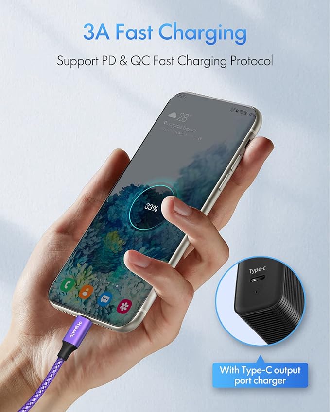 etguuds Purple USB C to USB C Cable 3ft, 2-Pack 60W USBC to USBC Cord, Type C to C Charger Cable Fast Charging for iPhone 17 16 15 Pro Max Plus Air, Samsung Galaxy S25 S24 S23, for MacBook/iPad, Pixel