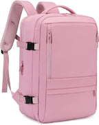 Rcrirth Travel Backpack for Women | Expandable Carry On Backpack with 17.3 Inch Laptop Compartment - Personal Item Travel Bags for Women Nurse Work Bag for Traveling Weekender Business College - Pink