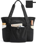 BAGSMART Foldable Tote Bag with Drawstring Bag, Tote Bag Shoulder Bag Top Handle Handbag for Travel, Work, Beach, Gym