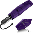 Compact Travel Umbrella for Purse - Flat Handle, Waterproof for Light Rain