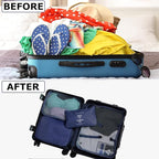LANSKLBD 6 Set Packing Cubes for Travel, Luggage Organizers with Shoe & Toiletry Bags, Lightweight Suitcase Organizer for Carry-On, Washable Laundry Bags(Dark Blue)
