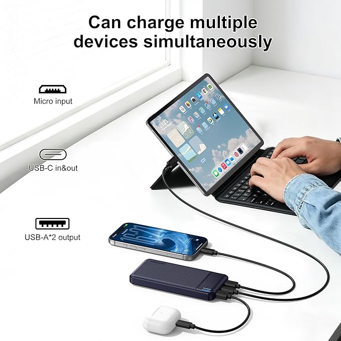 AsperX 2-Pack 10000mAh USB C Output Portable Charger Power Bank Fast Charging, Portable Battery Bank External Battery Pack for iPhone, Samsung, Google LG and Heated Vest