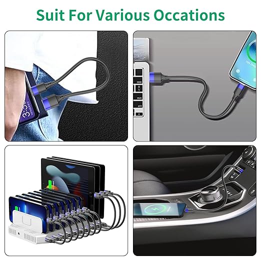 1ft Multipack Short iPhone Charger Cable for iPhone 14 13 12, Bulk Short USB A to USB C Cable 12 inch for Charging Station Compatible with iPhone 15 Samsung Galaxy S20 S10 Note 20 10, 10 Pack Mixed