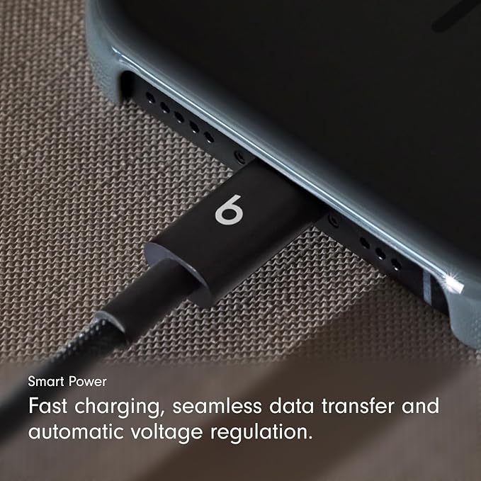Beats USB-C to USB-C Woven Short Cable Fast Charging Durable/Tangle-Free Compatible Charger for Apple & Android Devices (8 in, 20 cm) - Bolt Black