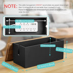 Bivvclaz Cable Management Box Medium, Wooden Cord Organizer Box for Desk, Floor, Office to Hide Extension Cords Power Stripes Surge Protectors Chargers Wires, Black