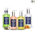 Eco Botanics Hotel Amenities Set | 10.14oz Pump Bottles | Shampoo, Conditioner, Hand & Body Wash, and Lotion | Set of 48