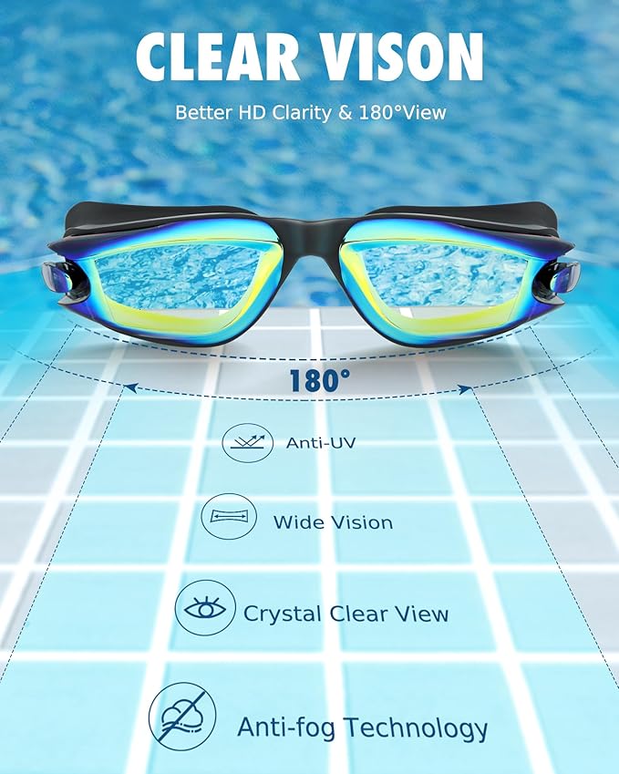 Aegend Swim Goggles for Kids Youth 3-14 Anti-Fog Anti-UV Comfort Fit Goggles for Swimming