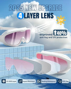 Swim Goggles 2 Pack, Wide View Anti Fog&UV Swimming Goggles for Audlt, No Leak Pool Beach Essentials for Men Women