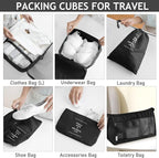 KPX 8 Set Packing Cubes for Travel, Luggage Packing Organizers Accessories Large Toiletries Bag for Clothes Shoes Cosmetics (Black)