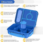 Amathley Bento Box Adult Lunch Box Kids,Lunch Containers for Adults/Kids/Toddler,5 Compartments Bento Lunch Box with Sauce Vontainers,Microwave & Dishwasher & Freezer Safe,BPA-Free (Navy)