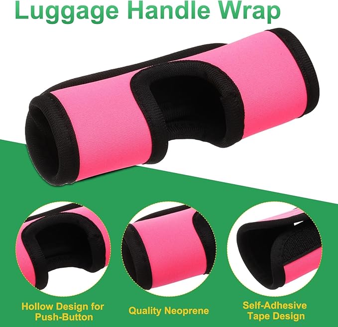 uxcell 5 Pcs Luggage Handle Wrap, Hollow Neoprene Handbag Grip Cover Protector Luggage Identifiers Suitcase Handle Wraps for Luggage Suitcase Travel Bags, Pink
