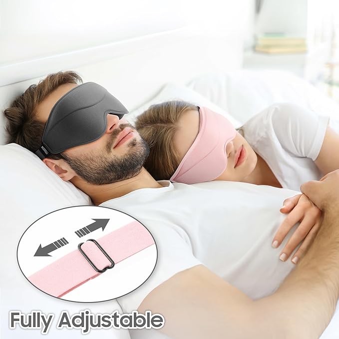 Sleep Mask - Total Blackout 3D Sleeping Mask, Super Lightweight & Silky Soft Eye Mask for Sleeping, Fully Adjustable Fit for Home, Office, Traveling, Meditation, Yoga, Pink, Mothers Day Gifts