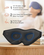 MABAO Sleep Mask for Side Sleeper, Eye Mask for Sleeping Women Men, 3D Contoured Cup No Eye Pressure 100% Light Blocking Sleeping Mask with Adjustable Strap Night Blindfold Flight, Travel, Nap, Blue