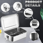 Umigy 6 Pcs Stainless Steel Food Containers 550/850/1000/1200/1400/24000 ml Metal Bento Lunch Box Stainless Steel Food Storage Containers, Lockable Clips to Leak Proof, Reusable Dishwasher Snack Box