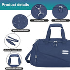 Gym Bag for Men & Women - 30L Duffel Bag with Shoe Compartment, Weekender Water Resistant Duffle Bag for Travel, Sports, Fitness & Workouts, DarkBlue