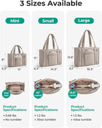 BAGSMART Boxy Tote Bag for Women, Crossbody Bag with Zipper, Crush Bow Purses for Travel Work College