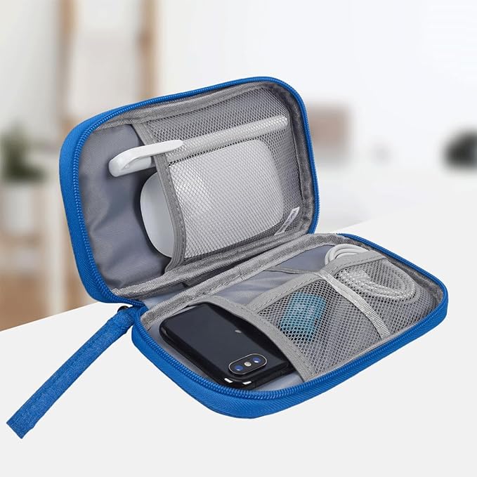 CAAORDKSO Travel Cord Organizer - Electronics Organizer Case, Cable Organizer Bag Pouch Waterproof Portable Accessories Case for Cord, Charger, Phone, Power Bank, Earphone (Blue)