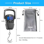 Luggage Scale, 110lb/50kg Luggage Weight Scale with Backlit LCD Display, Digital Fish Scale with Measuring Tape Portable Hanging Scale Suitcase Scale with Handle & Large Hook & 2 AAA Batties