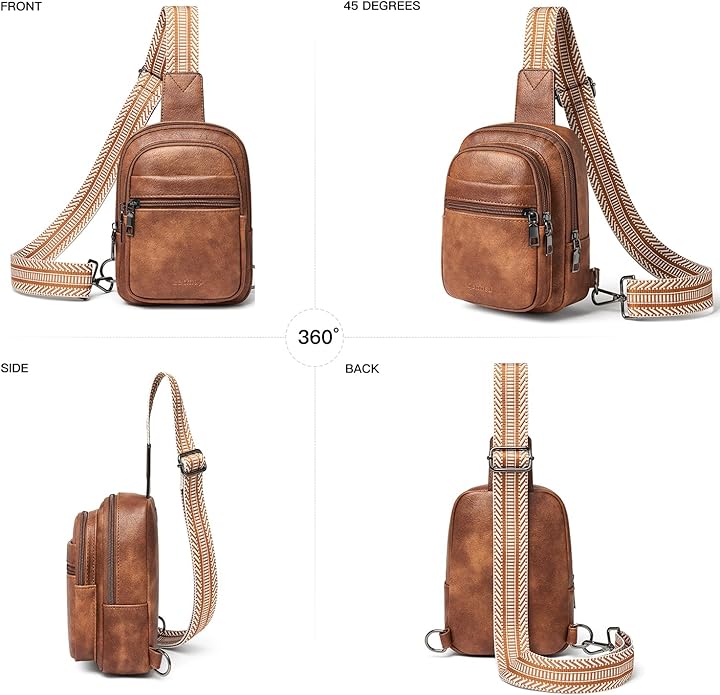 LATMAP Sling Bag For Women Faux Leather Small Casual Daypack Backpack Fanny Pack Crossbody Chest Bags Purse