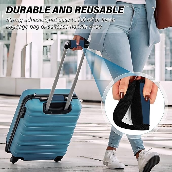 DOMIKING Blue Luggage Handle Wraps for Suitcase Luggage Identifier Soft Luggage Markers for Travel Bag Suitcase Luggage Handle Covers Travel Accessories, 4 Pack