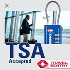 Brinks TSA Accepted Indicator Luggage Lock, Blue - Resettable 3-Dial Combination, 1.5 inch Long Cable Shackle, New More Secure TSA008 Key, 4 Pack