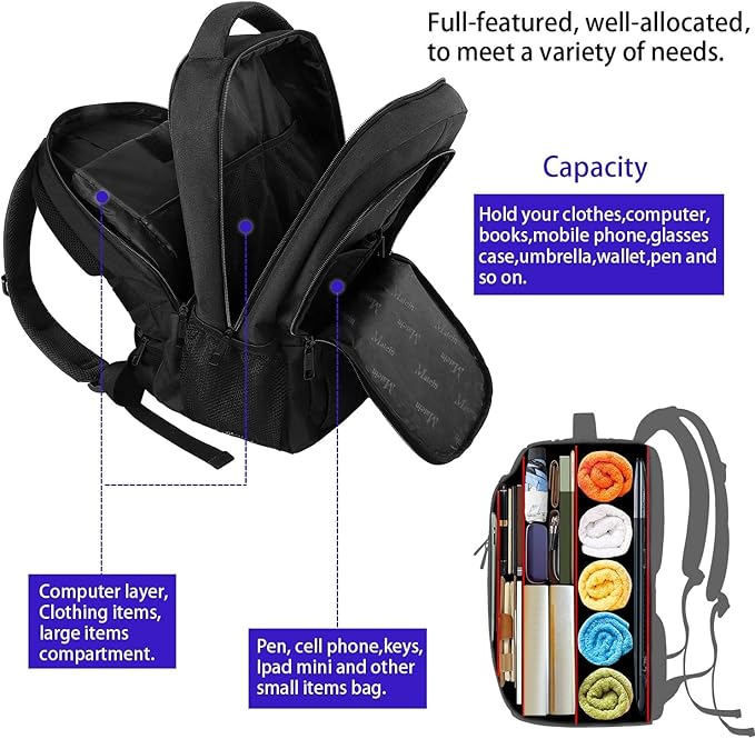MATEIN Extra Large Travel Backpack, TSA Friendly 18.4 Inch Laptop Backpack, Anti Theft Flight Approved Business Work College Computer Backpack Big Bag for Women Men, Black
