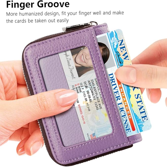 FurArt Zipper Wallet Women, RFID Blocking Credit Card Wallet, Business Card Holder, Compact Size KeyChain Wallet