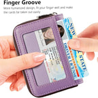 FurArt Zipper Wallet Women, RFID Blocking Credit Card Wallet, Business Card Holder, Compact Size KeyChain Wallet