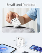 LENCENT Multi Plug Outlet Extender, 2 Pack, 3 Outlets Splitter with 3 USB Ports, USB Brick, Wall Charger, 3 Prong Power Charging Box Expander for Home, Office, Hotel - White