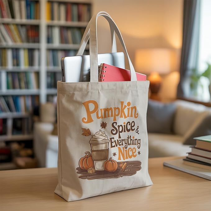 Aesthetic Canvas Tote Bag, Cute Reusable Bags for Women with Inner Pocket