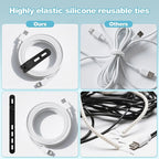 30 Pcs Cable Ties ，Silicone Cable Ties, Reusable Cord Organizer for Charger Cables, Hair Dryer, Home & Office, Flexible Cord Wraps for Electrical Wires (30 Pcs Cord Organizer)