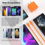 iPhone 17 16 15 Charger Fast Charging,2Pack 20W Apple iPad USB C Wall Chrager Block with 6FT USB C to C Cable for iPhone 17/Pro/Pro Max/17 Air/ 16/16 Pro/16 Pro Max/15/Plus/Pro/Pro Max (Orange)