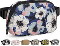 Pritent Fanny Packs for Women Cross Body Bag Waterproof Belt Bag with Adjustable Strap and Zipper Back Pocket Small Crossbody Bags Fashion Waist Packs for Workout Travelling(Watercolor Print)
