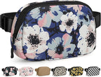 Pritent Fanny Packs for Women Cross Body Bag Waterproof Belt Bag with Adjustable Strap and Zipper Back Pocket Small Crossbody Bags Fashion Waist Packs for Workout Travelling(Watercolor Print)