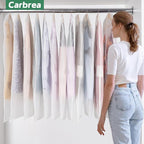 Carbrea 12 Pack Garment Bags for Hanging Clothes - Translucent Dress Bag for Closet Wardrobe Storage Travel - 24" x 49"