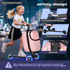 smilesun Foldable Ride On Scooter Suitcase with Front Opening, Lightweight Carry On Scooter Luggage for Adults, Teens & Kids（Pink 20-inch）