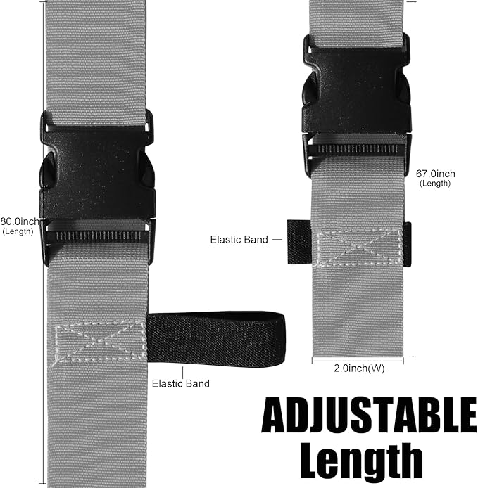 Luggage Straps for Suitcases TSA Approved-2 Pack Bright Personalized Luggage Belt Strap for Suitcase/Carry On Bag Luggage Accessories for Travel (Grey)