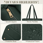 RAINSMORE Laptop Bag for Women 15.6 Inch Work Tote Bags Leather Laptop Tote Professional Laptop Purse Computer Handbag Womens Briefcase Tote with Clutch for Teacher Office Travel, Dark Green