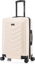 US ARMY Fox 24 inch Hardside Luggage with Spinner Wheels | Lightweight Medium Suitcase for Shorter Travel | Chevron Icon, Gel Handle, Side Studs, Retractable Trolley, Heavy Duty | Sand