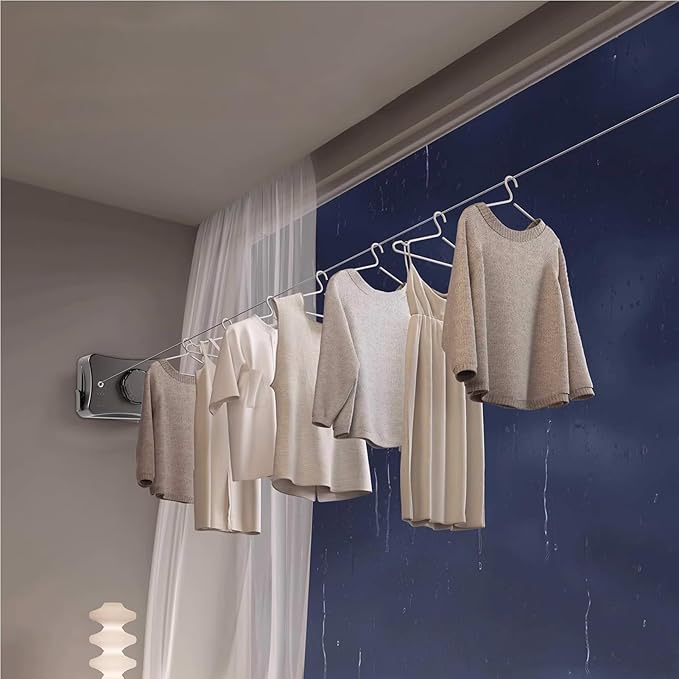 Retractable Clothesline Indoor Outdoor, 16.7 Ft Heavy Duty Wall Mount Automatic Retracting Clothes Lines for Laundry Room, Bathroom & Travel Rv