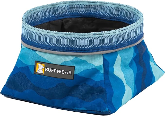 Ruffwear, Quencher Collapsible Dog Bowl, Packable Food & Water Bowl with Waterproof Lining, Water-Resistant Shell, & Reflective Trim, Lightweight, 4.2 Cups (1 L), Coastal Mountains, Medium