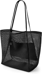KALIDI Beach Nylon Mesh Tote Bag, Casual Tote Bag Hobo Women Foldable MAX 23L Shoulder Bag For Beach Picnic Vacation