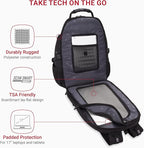 SWISSGEAR 1900 ScanSmart TSA Laptop Backpack Fits 17 Inch Laptop with RFID Protection and Tablet Pocket, Black/Black, 19-Inch