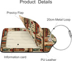 2 Pack Luggage Tags for Suitcases, PU Leather Bag Tag with Privacy Cover Address Card Travel Essentials-Bookshelf Flowers