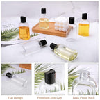 Clear Plastic Travel Bottles for Toiletries With Disc Top Caps - 6 Pack 3.4 oz TSA Approved Containers for Shampoo, Conditioner
