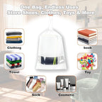 20 Pack Shoe Bags for Travel, 17" x 12.6" Drawstring Shoe Organizers with Clear Window, Breathable Non-Woven Dustproof Pouches for Luggage & Closet (White)